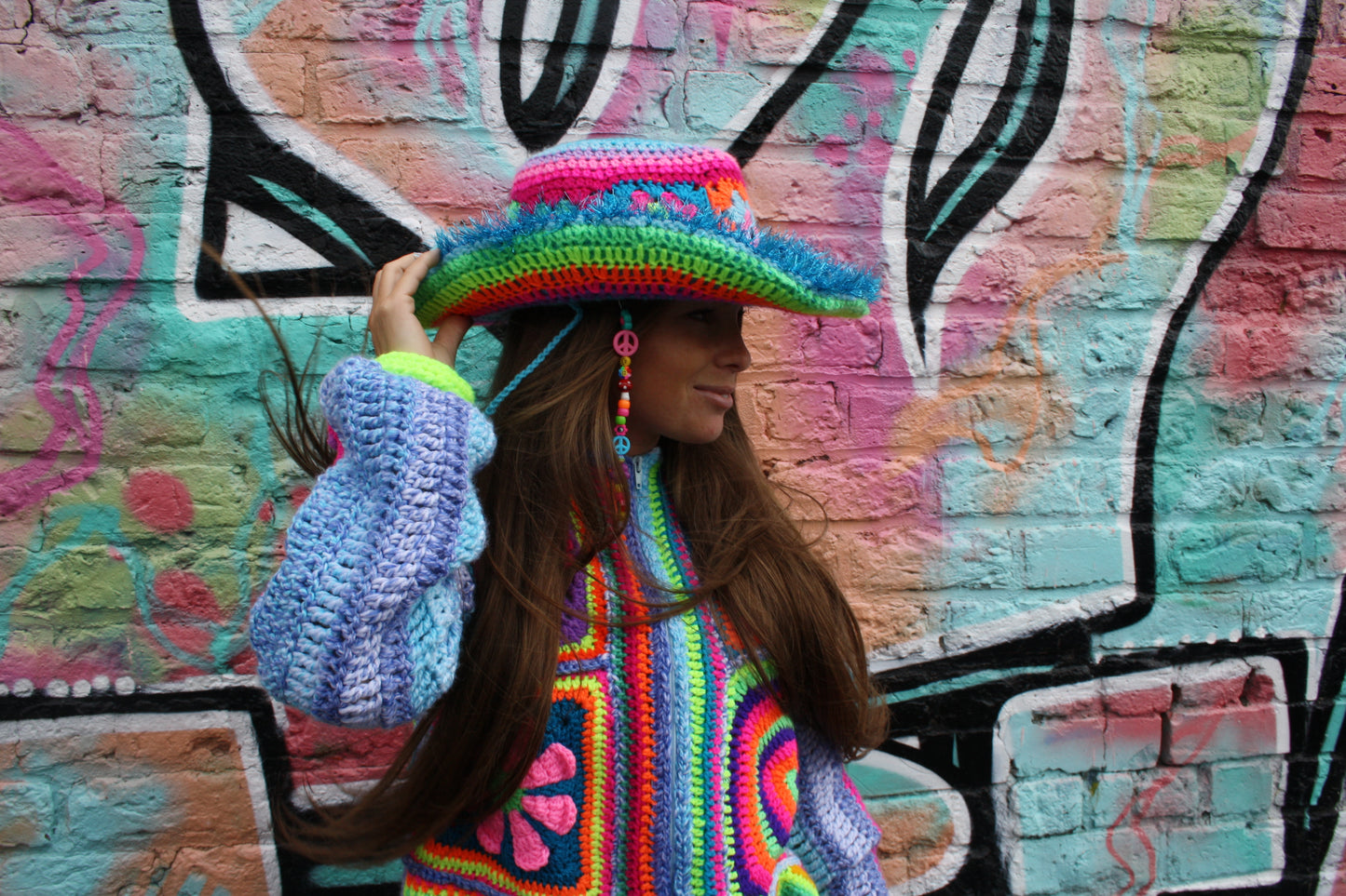 Granny square cowboy hat