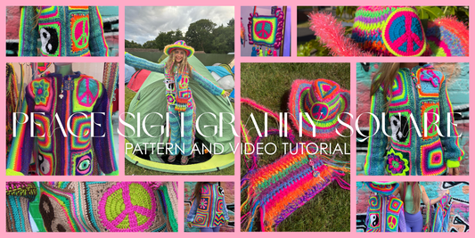 FREE peace sign granny square tutorial and crochet pattern