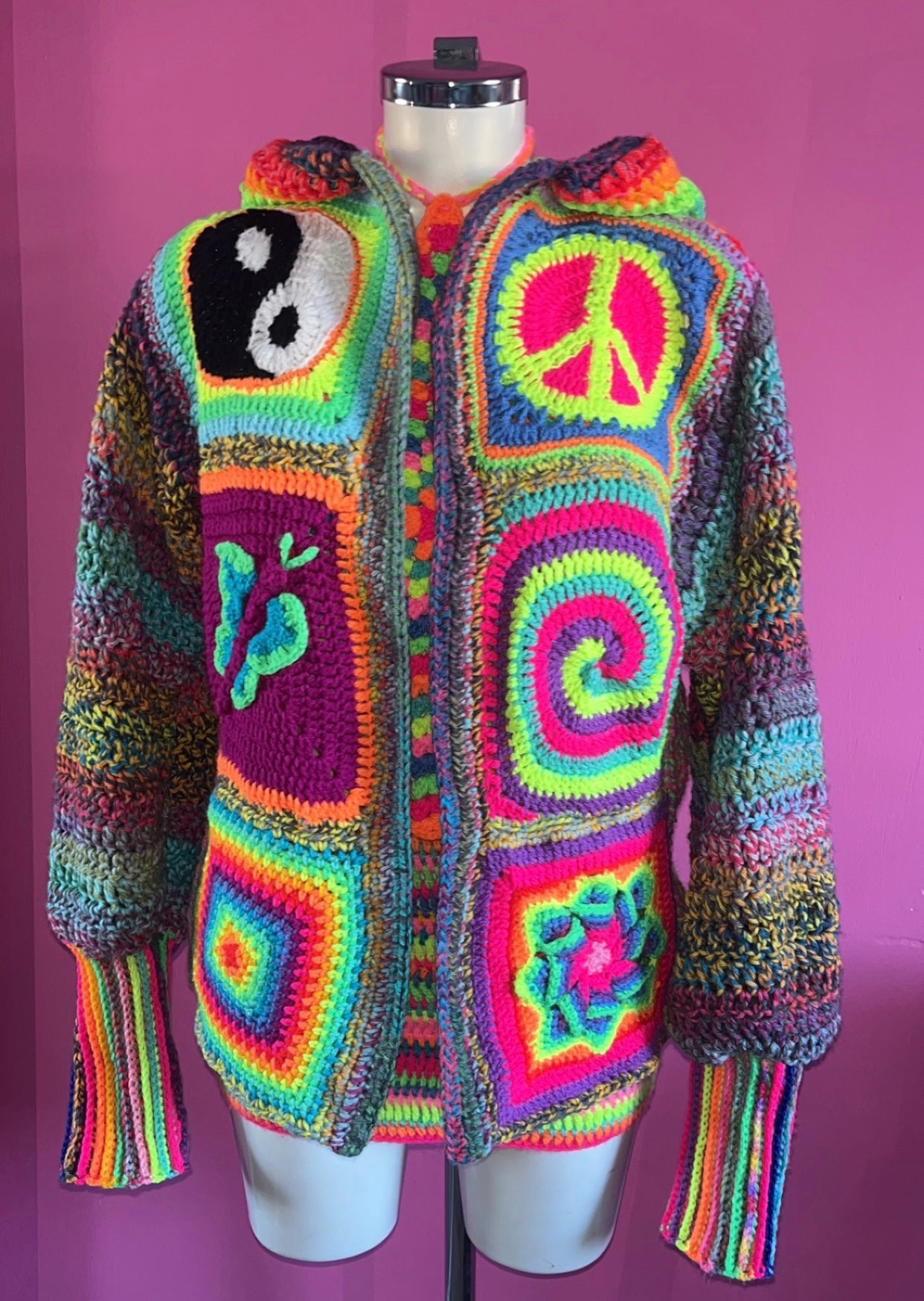 Crochet cardigan - puff sleeve