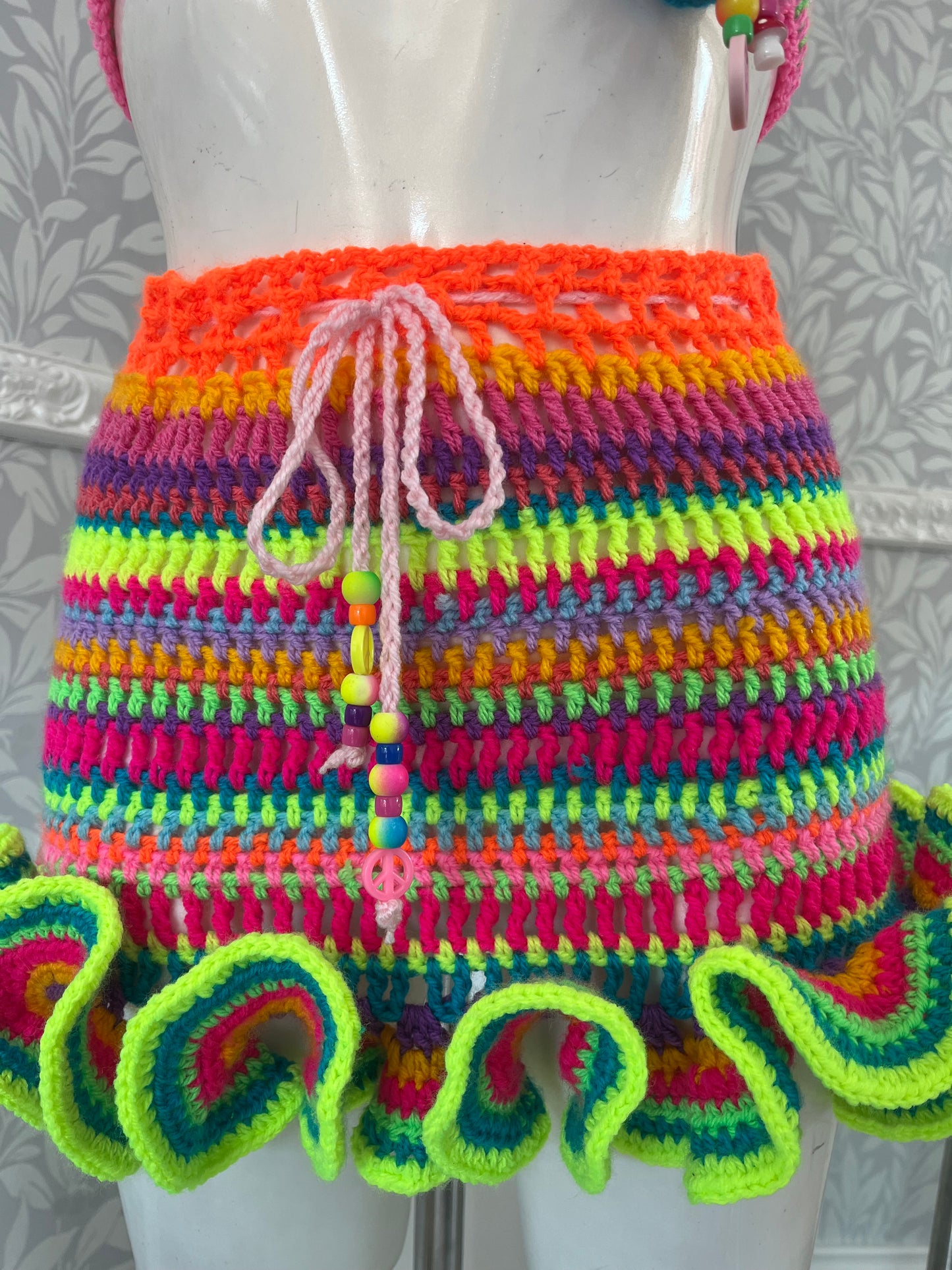 Flower ruffle top & skirt co-ord