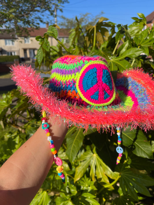 Peace sign cowboy hat