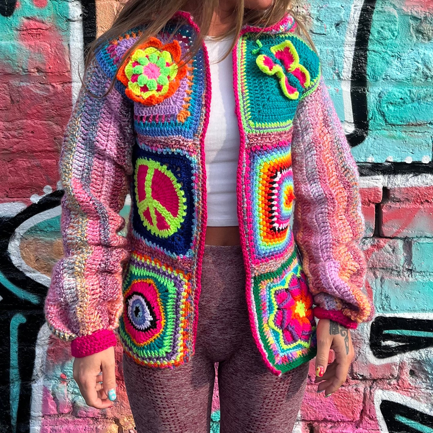 Crochet cardigan - pinks