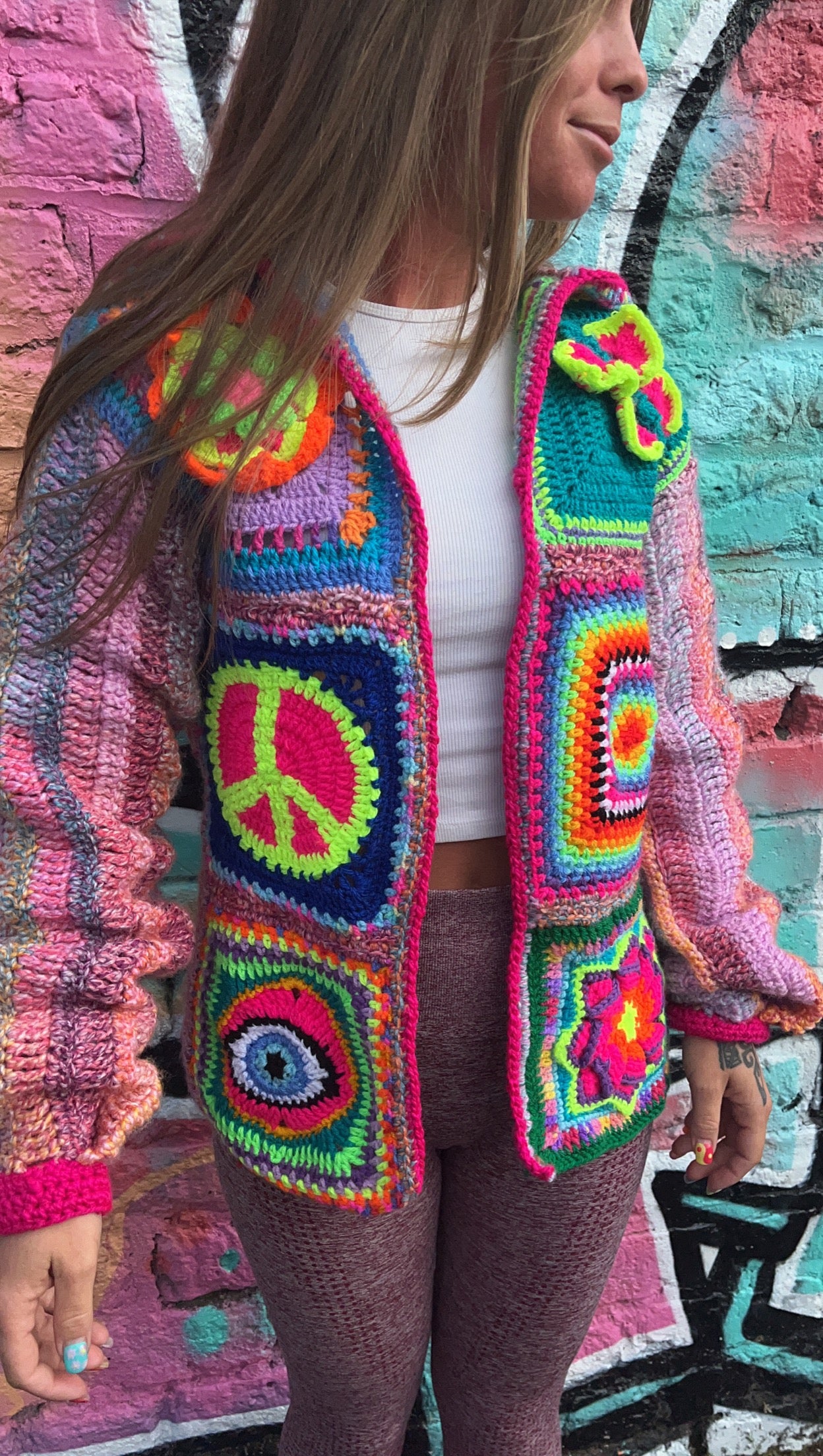Crochet cardigan - pinks