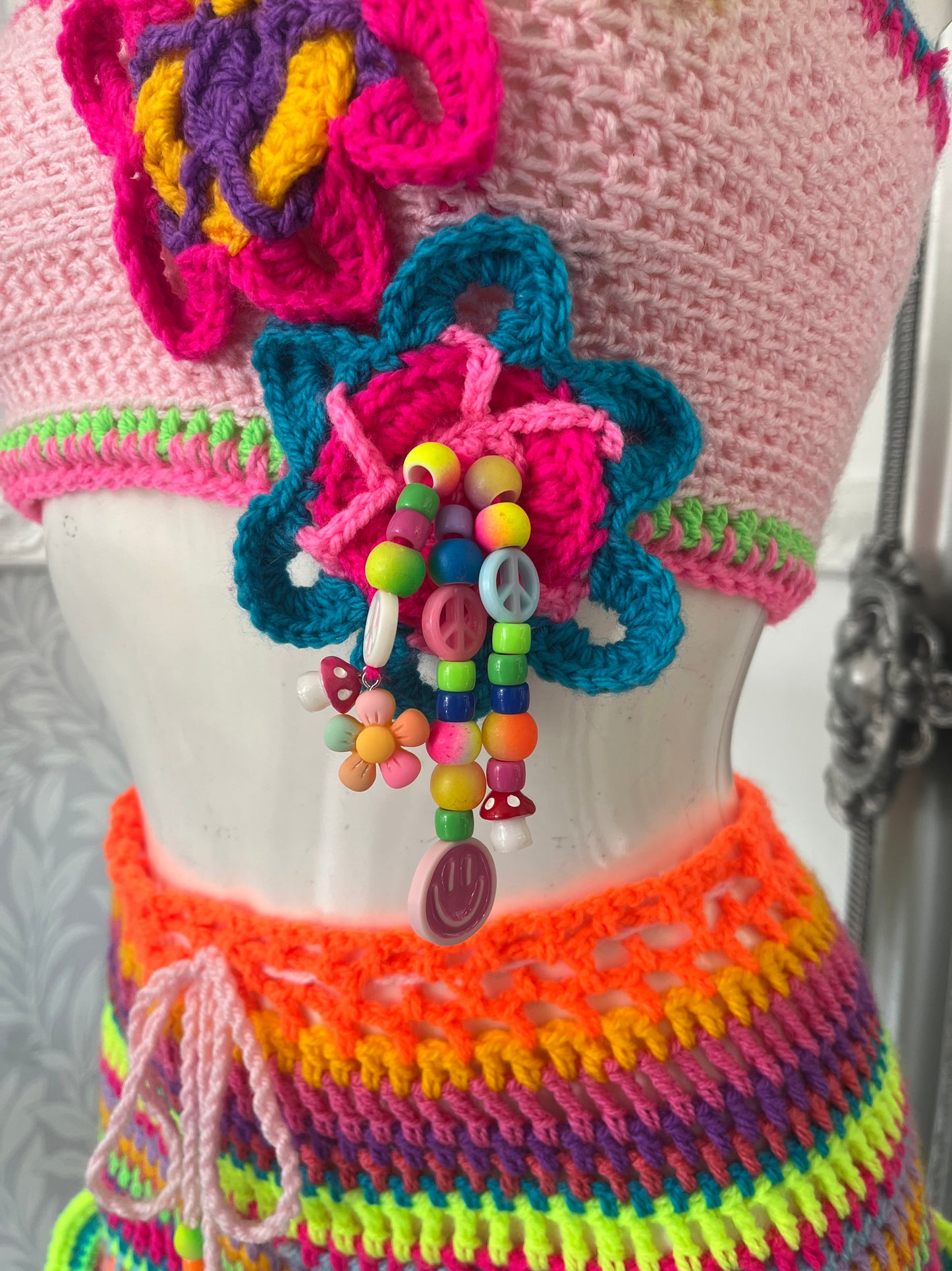 Flower ruffle top & skirt co-ord