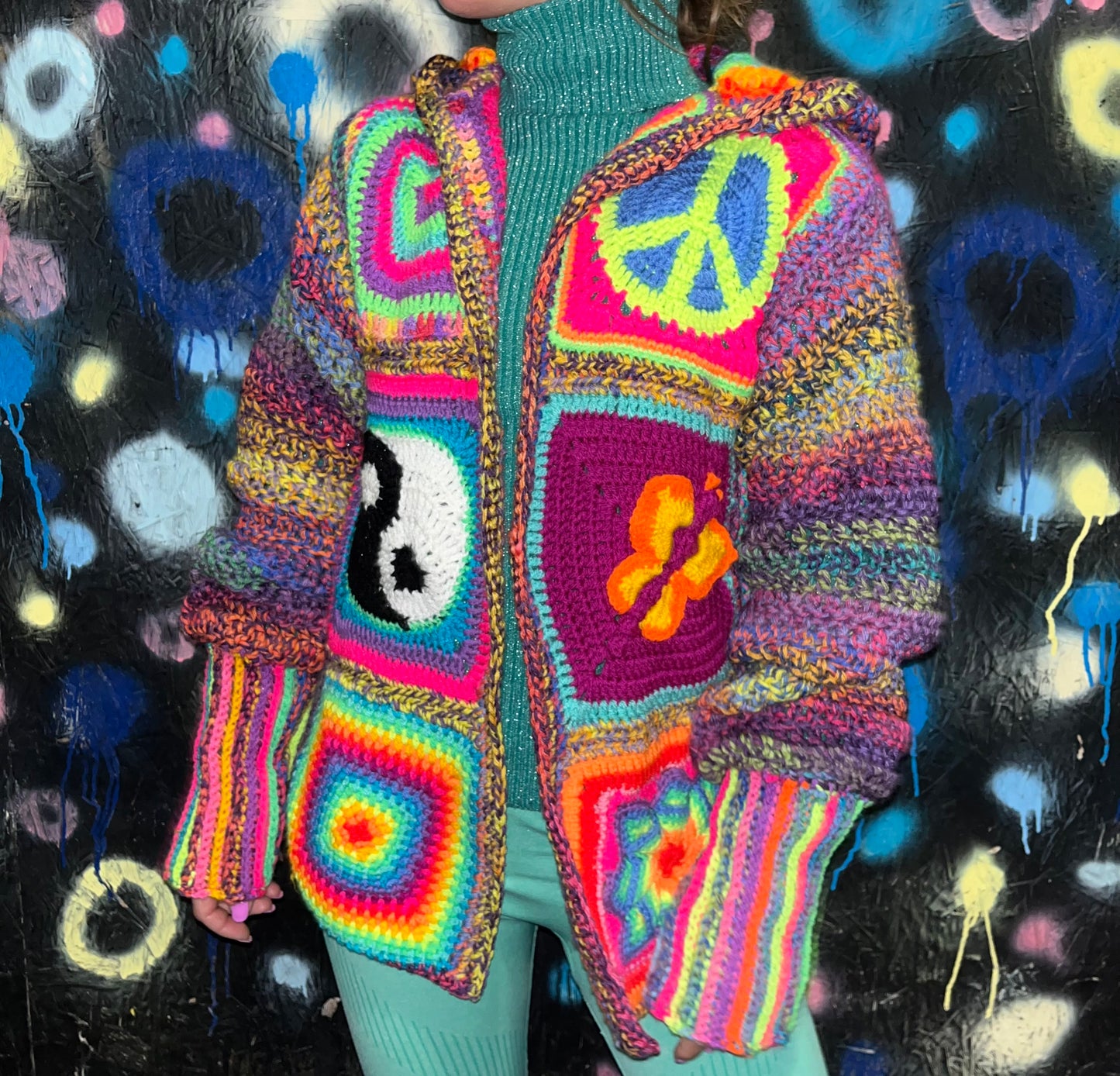 Crochet cardigan - puff sleeve