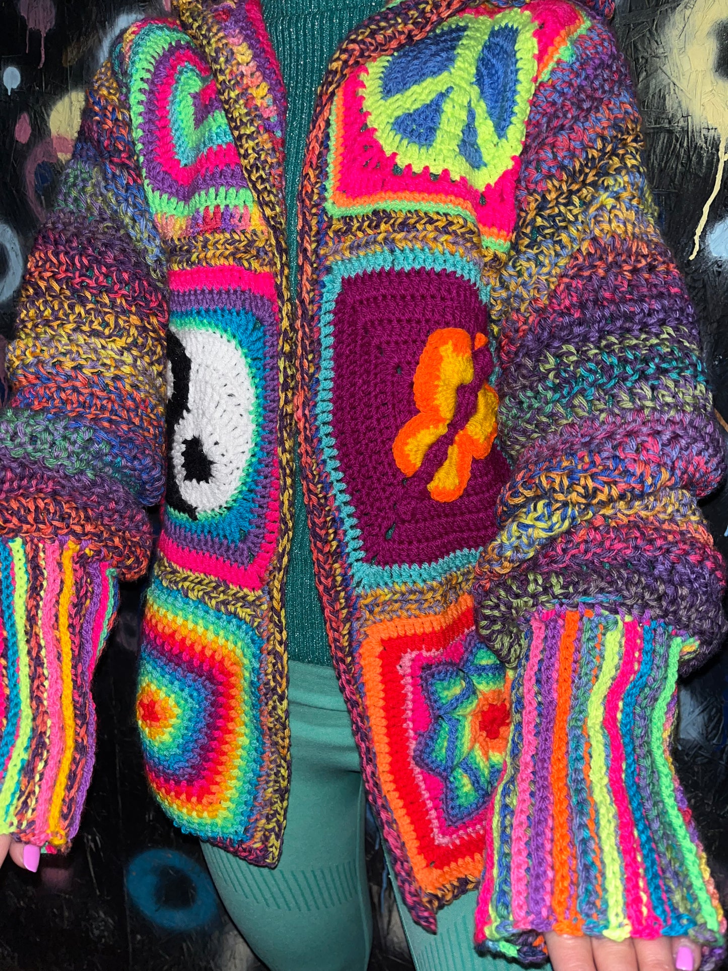 Crochet cardigan - puff sleeve