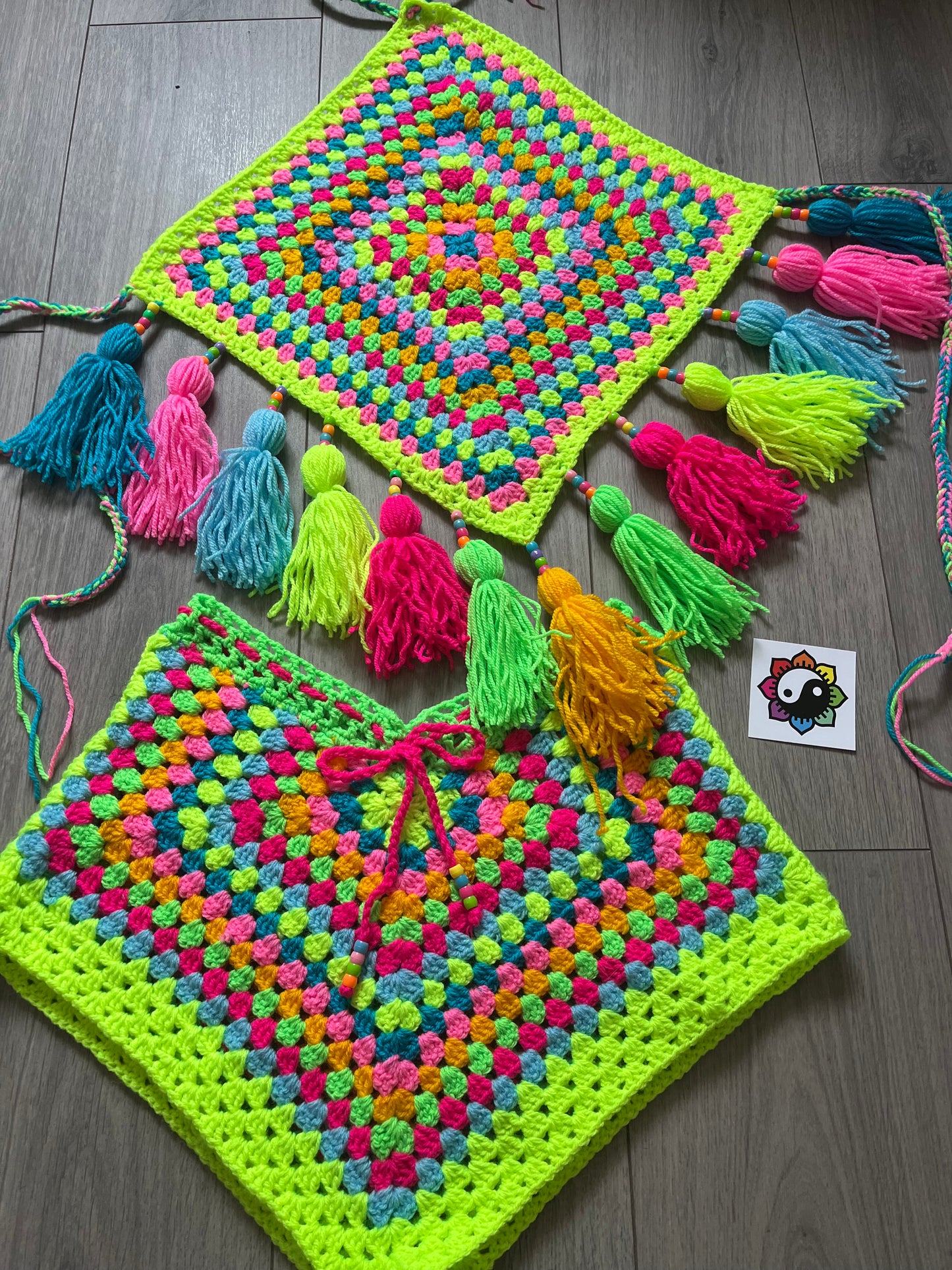 Rainbow tassel top & shorts co-ord