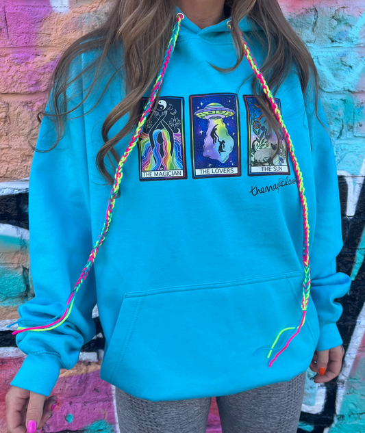 FUNKY TAROT HOODIE IN BLUE